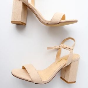 Lulu's 3.5" Nude Block Heel Arya Suede Heels